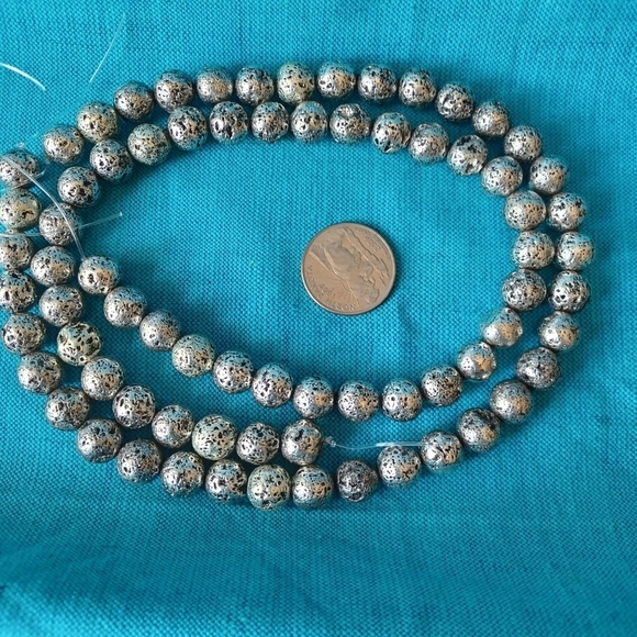 Hand Crafted Jewelry - SILVER Plated Black Lava Rock Beads
